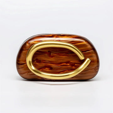 Mulheres grande bronze metal nome acrílico caixa embreagem sacos de noite nupcial bolsas e bolsas praia presente luxo designer bolsa