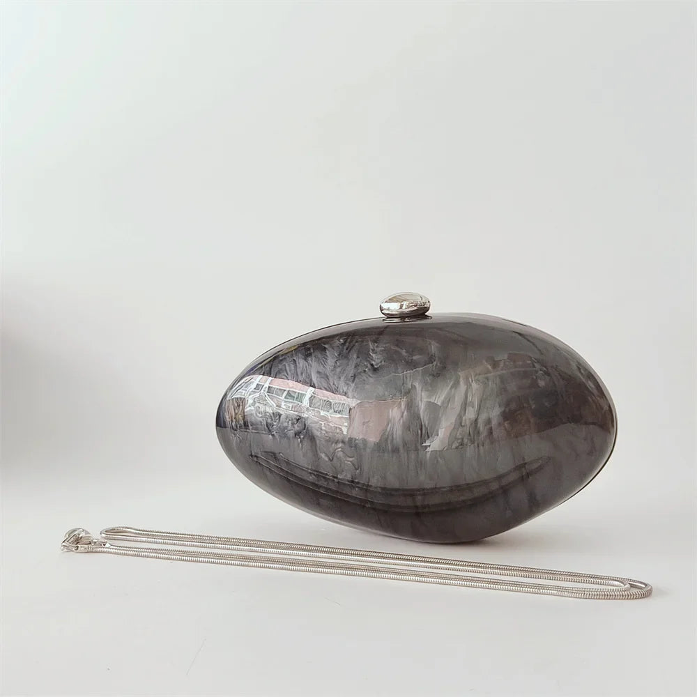 Pérola de mármore preto feminino glamouroso elegante novidade concha embreagem acrílico longa corrente cobra saco noite festa mini saco feminino