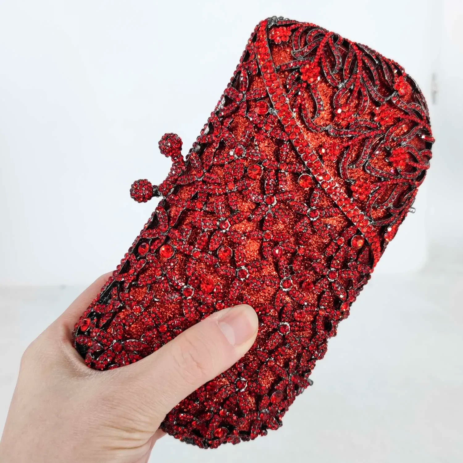 Boutique de fgg elegante flor vermelha sacos de noite e embreagens para festa de casamento feminino strass bolsas nupcial floral bolsa