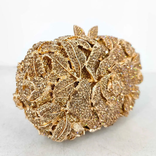 Jade Floral Metal Clutch