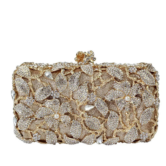 Bolsa de mão única estilo europeu com strass, pérolas e diamantes de água, bolsas de cristal ecológicas para ocasiões formais