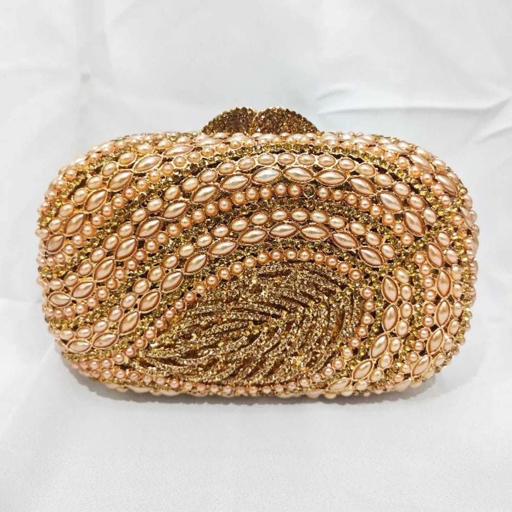Pérola diamante noite embreagens formal casamento folhas bolsas diamante bolsas femininas de metal duro senhora bolsas jantar nupcial embreagem