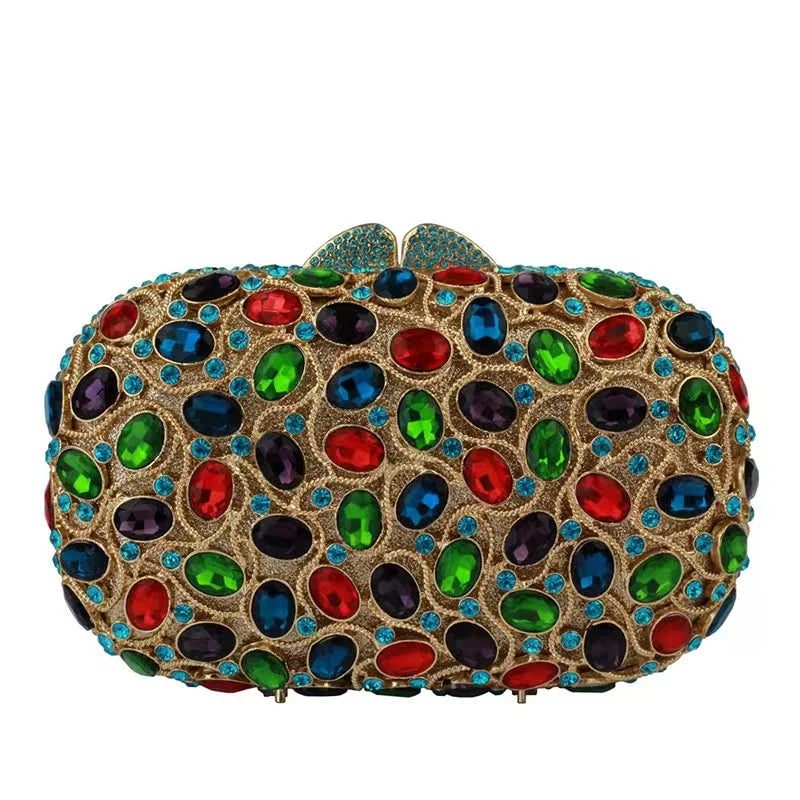 Embreagem de pedra clara branca e prateada para mulheres, bolsas de cristal, festa de casamento, bolsas de baile, embreagem nupcial de diamante