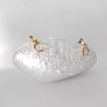 Embreagens de caixa de acrílico branco perolado feminino, mini carteira, forma irregular, festa noturna, viagem, bolsas Gilr, bolsa para mulheres