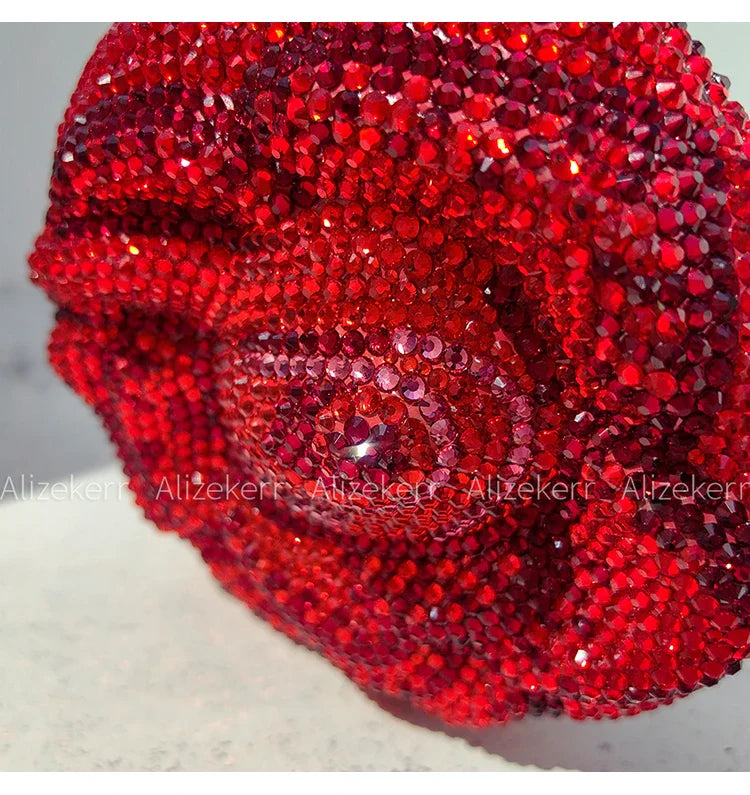 Alizekerr rosa em forma de cristal sacos de noite feminino lindo chique strass flor bolsas embreagem e bolsas festa casamento nupcial