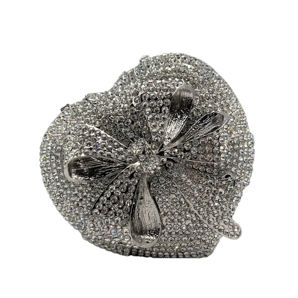 Personalizado design de luxo feminino diamante bolsa cristal strass forma coração bolsa noite saco embreagem para mulher 2025