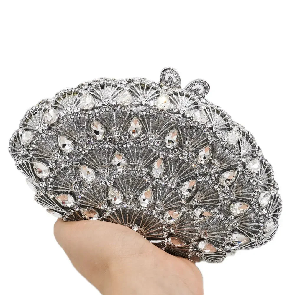 Boutique de fgg luz azul cristal sacos de embreagem para mulheres pavão noite bolsa nupcial casamento strass minaudiere bolsas saco