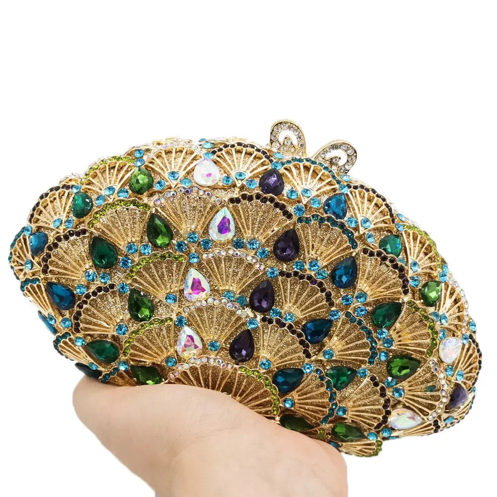 Boutique de fgg luz azul cristal sacos de embreagem para mulheres pavão noite bolsa nupcial casamento strass minaudiere bolsas saco