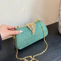 Saco de banquete de fivela de folha elegante, Bolsa portátil com corrente versátil, Vestido Cruz Diagonal, Novo, 2024