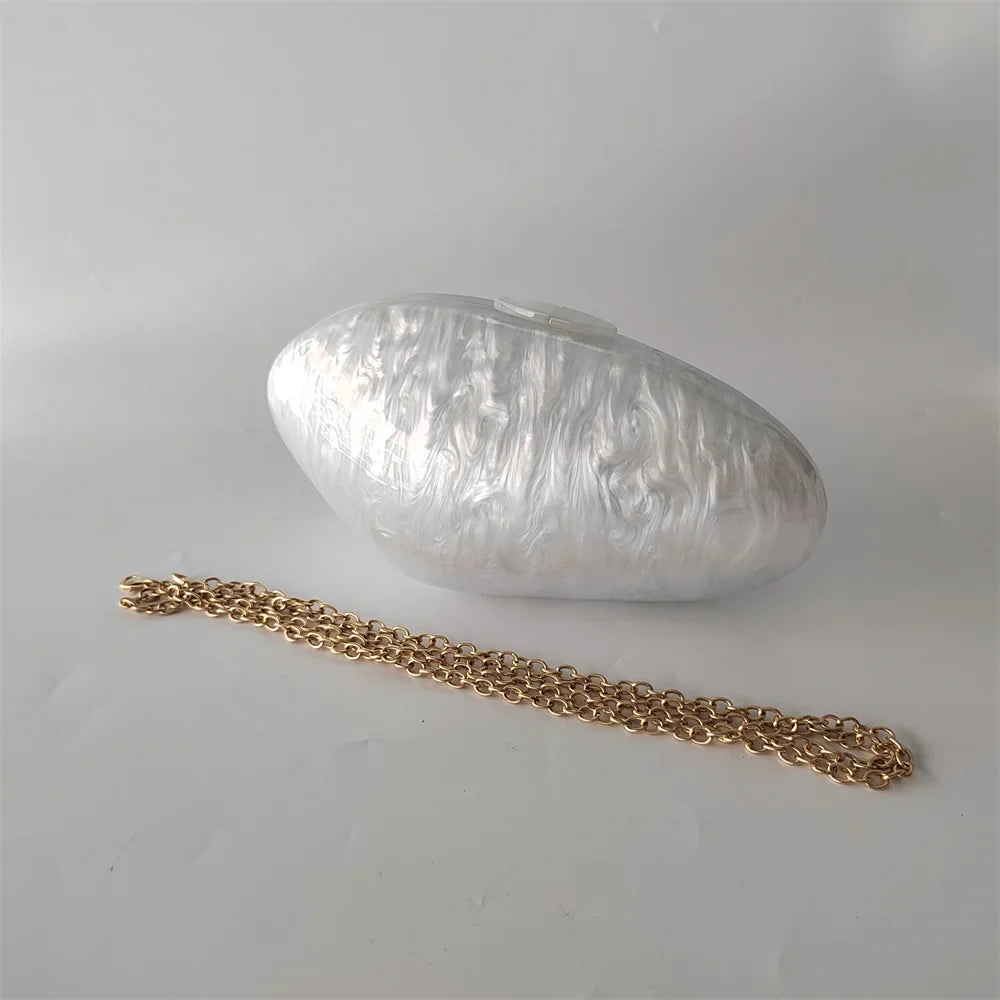 Embreagens de caixa de acrílico branco perolado feminino, mini carteira, forma irregular, festa noturna, viagem, bolsas Gilr, bolsa para mulheres