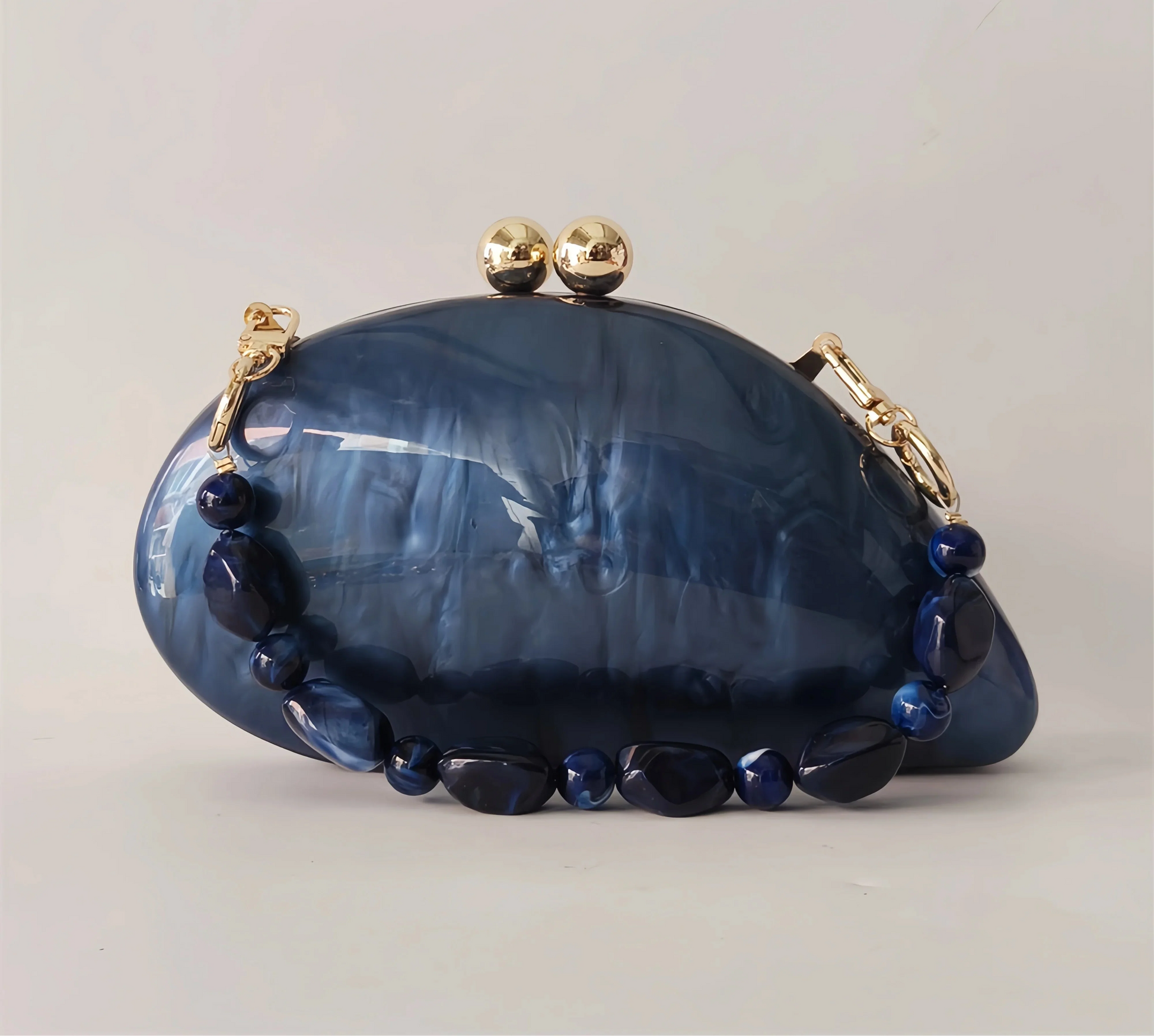 Pérola Azul Escuro Shell Acrílico Caixa Bolsa de Embreagem para Mulheres, Bolsa De Noite, Bolsa Crossbody, Cadeia De Ombro Bolsas, Festa De Casamento, Senhora