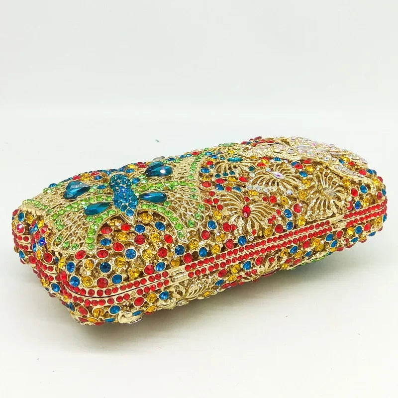 Boutique de fgg borboletas embreagem feminina noite minaudiere sacos bolsas de casamento bolsas de noiva senhoras festa saco de embreagem de cristal