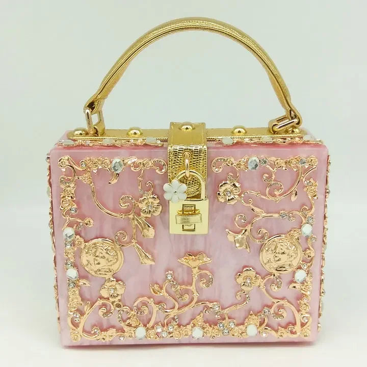 Bolsa de ombro feminina delicada de flor, bolsa de mão luxuosa de acrílico com bolsas transversais da moda, para mulheres