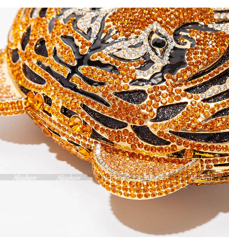 Três-d cabeça de tigre cristal noite sacos de embreagem para festa de casamento metal strass novidade bolsas e bolsas designer de luxo