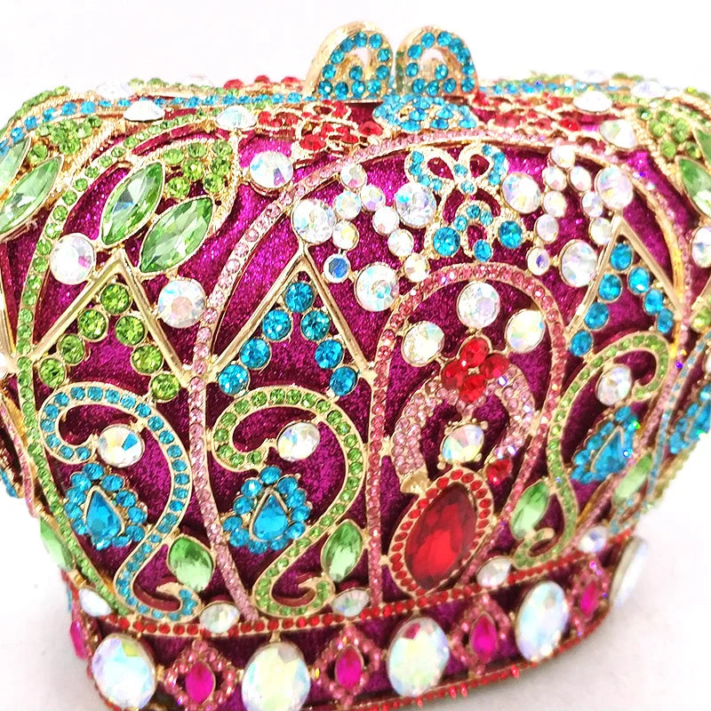 Mulheres festa à noite bolsa diamantes luxo cristal garras elegantes senhoras bolsas festa de casamento nupcial coroa real bolsas saco