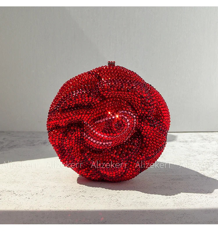 Alizekerr rosa em forma de cristal sacos de noite feminino lindo chique strass flor bolsas embreagem e bolsas festa casamento nupcial