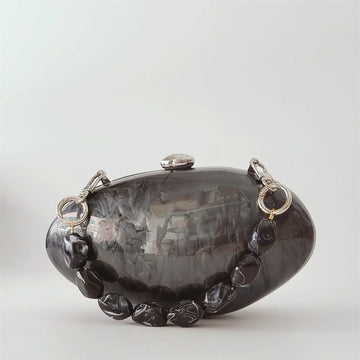 Pérola de mármore preto feminino glamouroso elegante novidade concha embreagem acrílico longa corrente cobra saco noite festa mini saco feminino