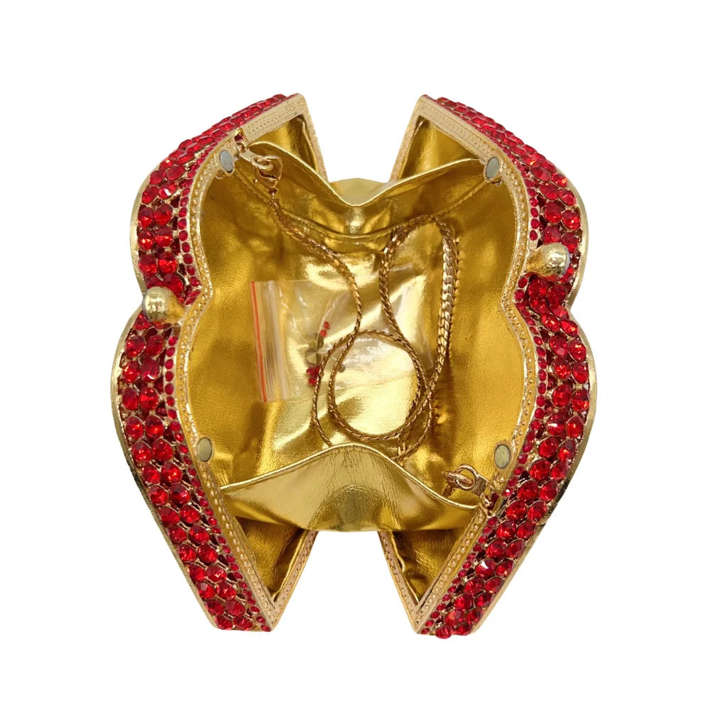 Luxo vermelho diamantes noite sacos de embreagem jantar das mulheres gemas dia garras festa prata vidro bolsa swarovski pedra bolsa ombro