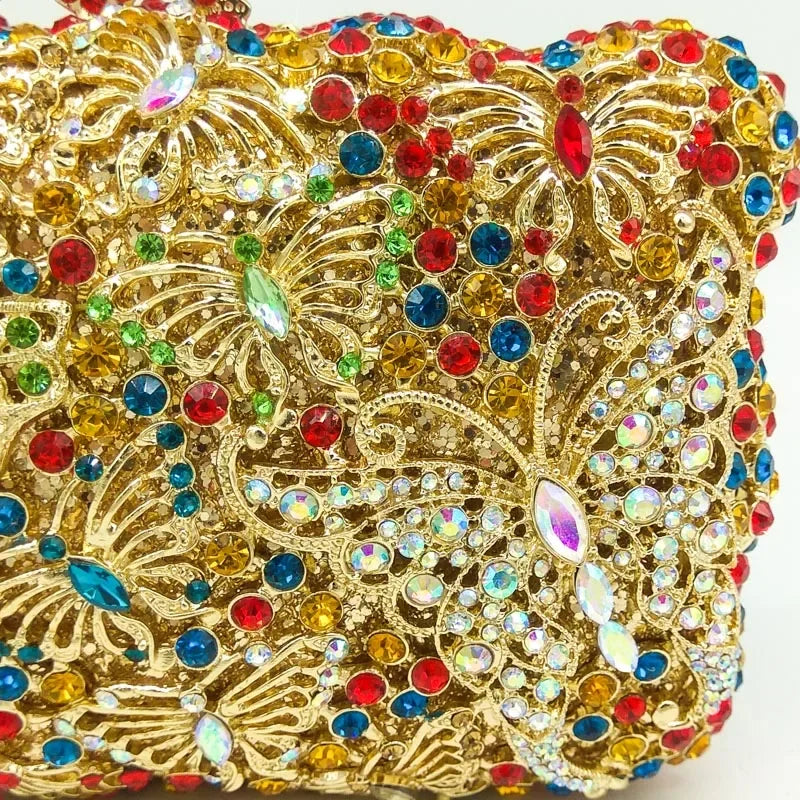 Boutique de fgg borboletas embreagem feminina noite minaudiere sacos bolsas de casamento bolsas de noiva senhoras festa saco de embreagem de cristal