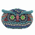 Bolsa de mão de noite em formato de coruja, multicolorida, grande, strass, bolsa de festa feminina, bolsa de baile, mini minaudiere