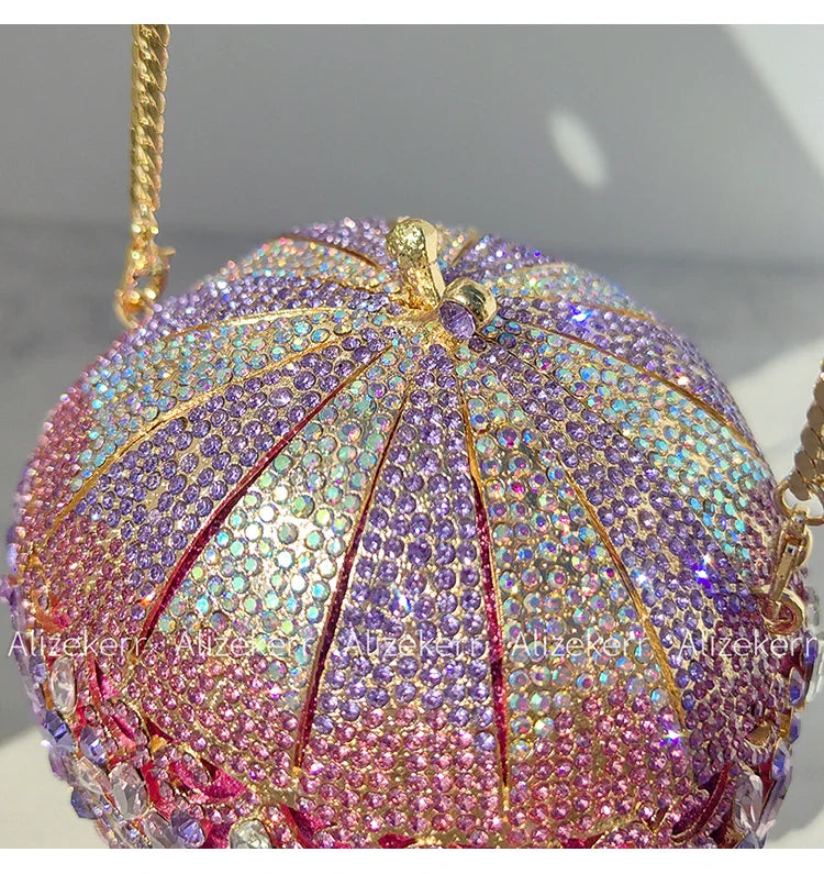 Alizekerr balão de ar quente em forma de cristal sacos de noite feminino luxo elegante único strass circular embreagem bolsas festa casamento