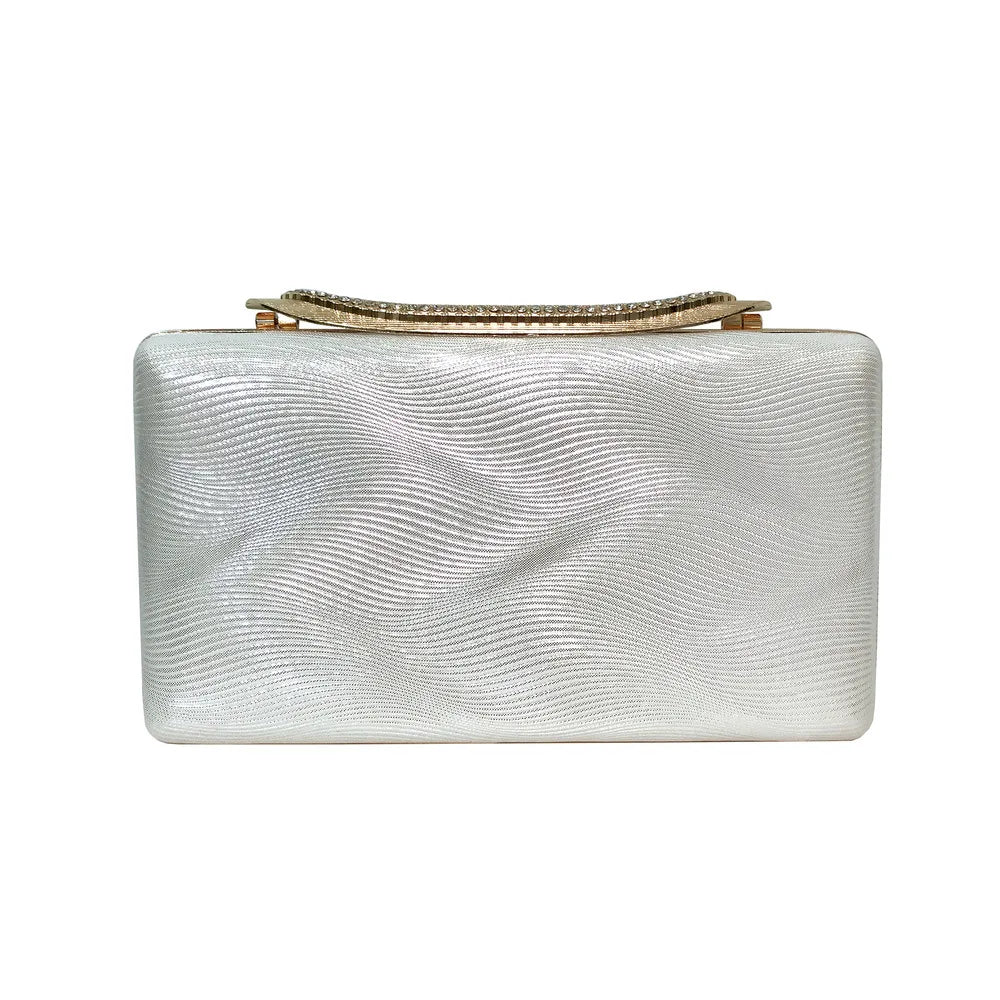 Bolsa de mão feminina elegante, bolsa de mão verde para mãe da noiva/noivo, fivela de strass, superfície plissada, bolsa quadrada