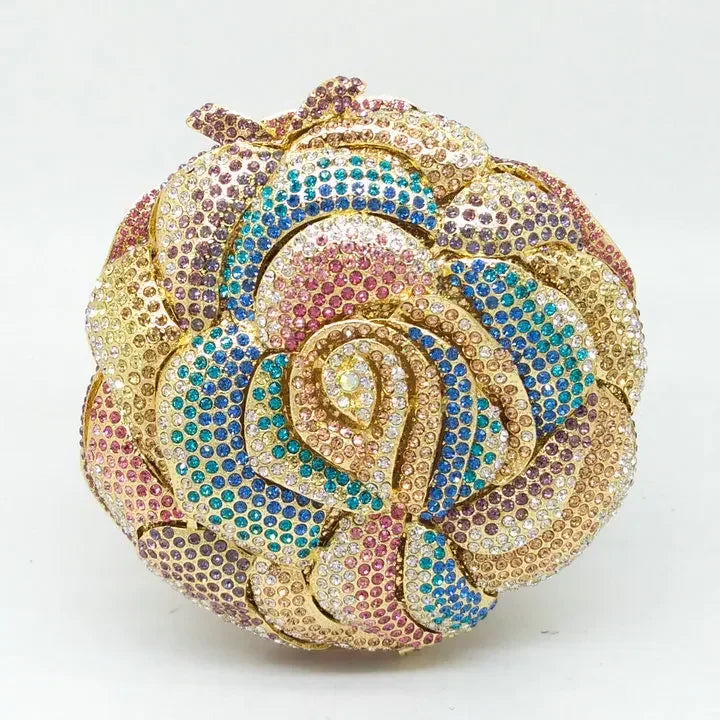 Boutique de fgg feminino flor colorida sacos de noite e embreagens nupcial strass bolsas festa casamento minaudiere bolsa embreagem