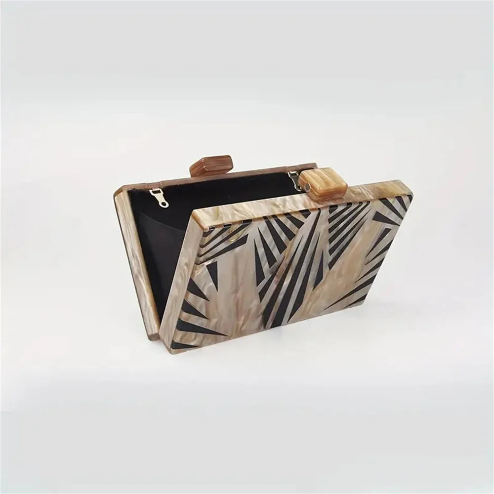 Mármore nu preto listrado acrílico bolsa feminina ombro noite garras saco festa de casamento designer senhora aleta bolsa caixa