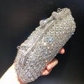 Embreagem formal de strass prateado para mulheres, bolsa elegante para banquete, festa de casamento, bolsa de cristal, bolsa nupcial luxuosa diamante