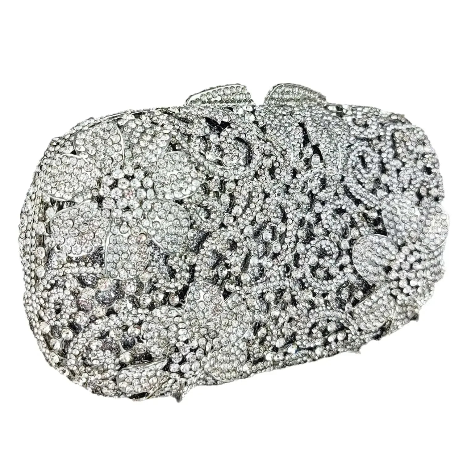 Boutique de fgg champanhe feminino flor bolsa de noite saco nupcial casamento strass bolsas festa jantar formal saco embreagem