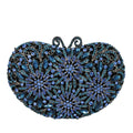 Boutique de fgg azul marinho forma de coração feminino flor embreagem sacos de noite festa de casamento nupcial bolsas de cristal strass bolsas