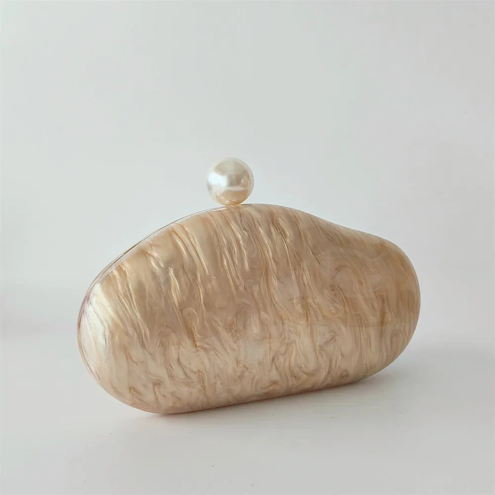 Feminino frisado pérola marrom acrílico caixa sacos de noite das mulheres mini crossbody bolsa festa nupcial verão praia bolsa embreagem carteira sacos