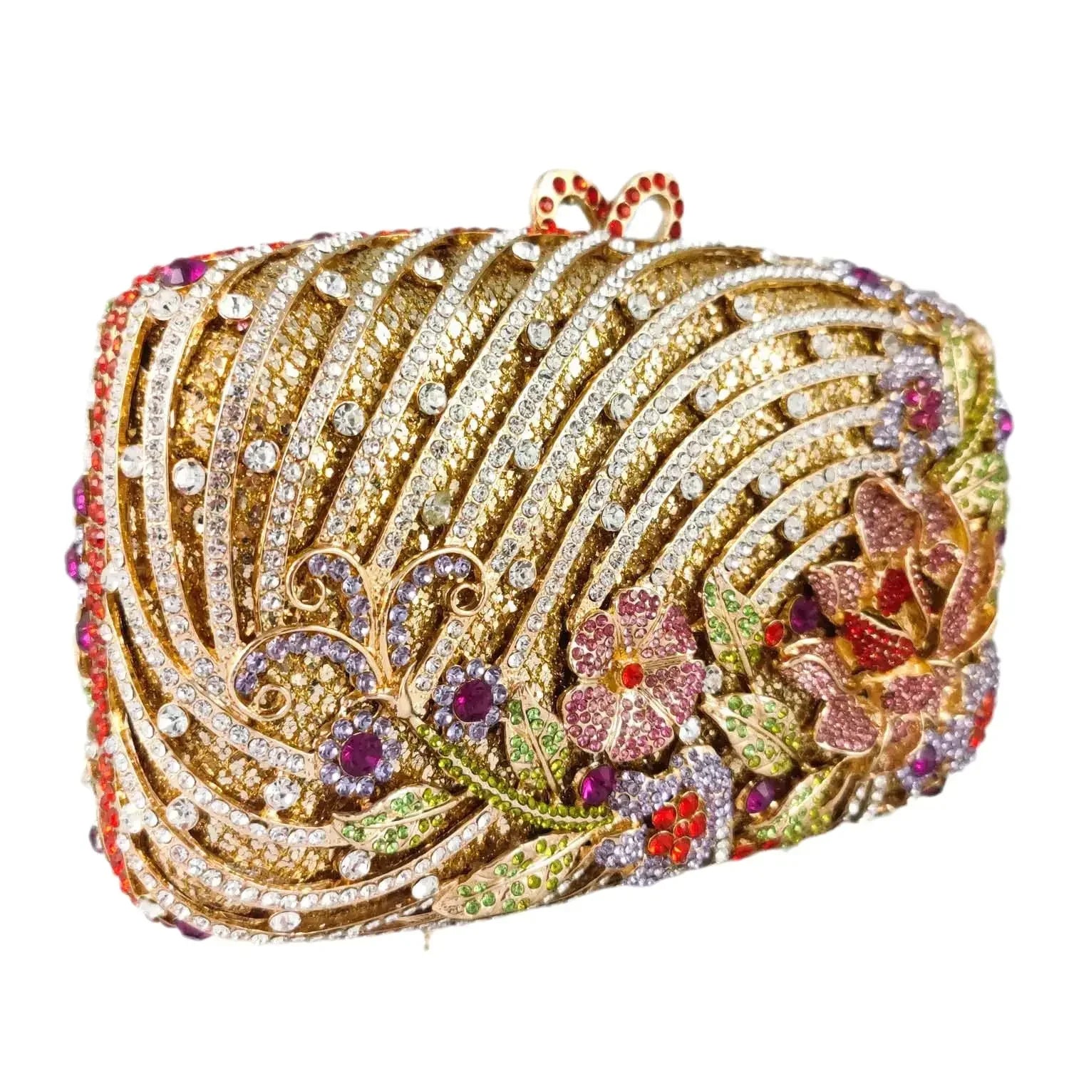 Boutique de fgg luxo cristal embreagem bolsas para mulheres formal festa jantar strass bolsa embreagem nupcial flor saco noite