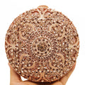 Boutique de fgg (em estoque) redondo circular oco para fora das mulheres cristal embreagem noite minaudiere saco casamento bolsa nupcial