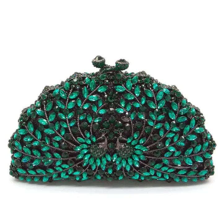 Boutique de fgg pavão verde mulheres bolsas de noite casamento cocktail cristal bolsa embreagem nupcial diamante minaudiere bolsas