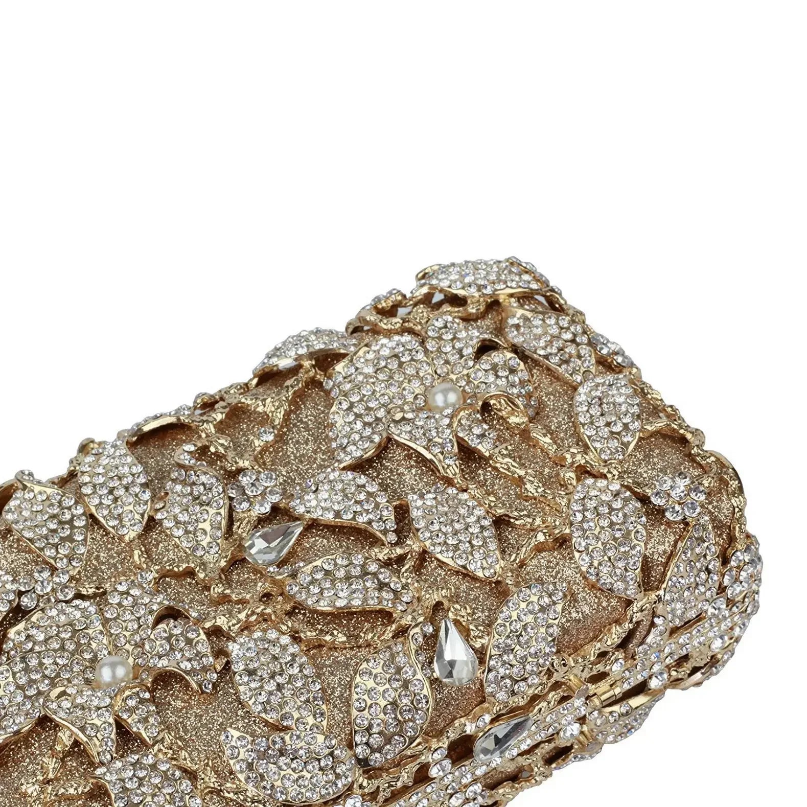 Bolsa de mão única estilo europeu com strass, pérolas e diamantes de água, bolsas de cristal ecológicas para ocasiões formais