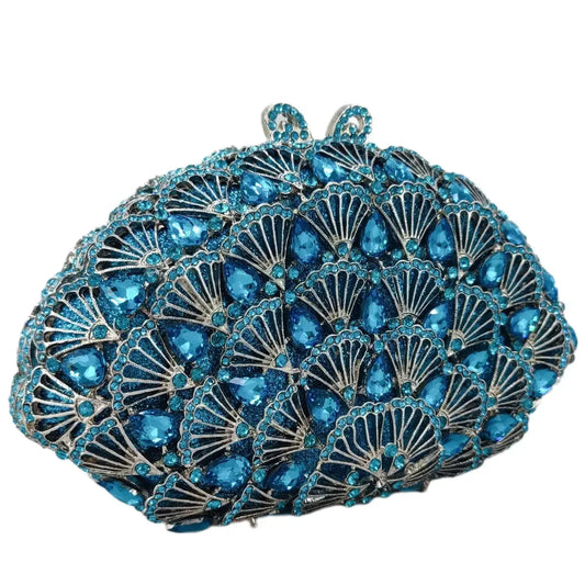 Boutique de fgg luz azul cristal sacos de embreagem para mulheres pavão noite bolsa nupcial casamento strass minaudiere bolsas saco