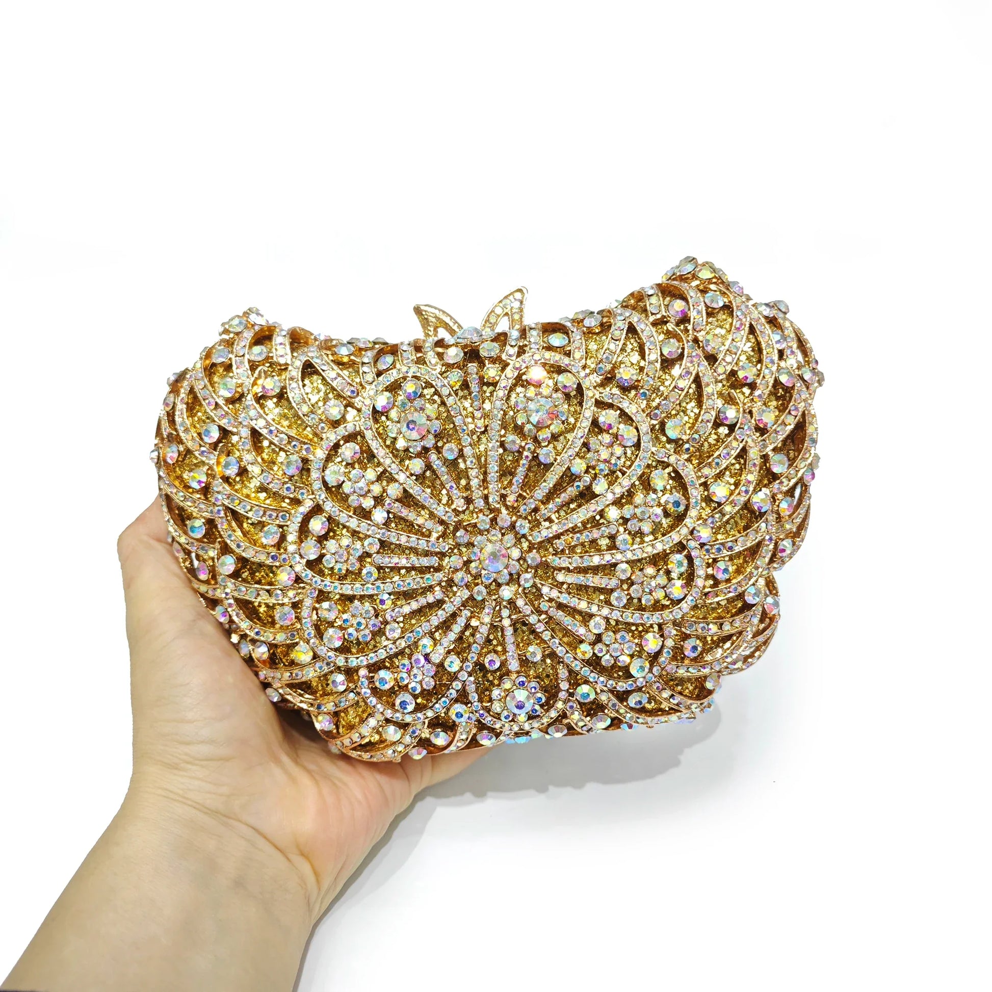 Ab mulheres bolsas de noite ouro metal luxo senhora diamante bolsas bolsa cocktail garras jantar baile cristal embreagem strass