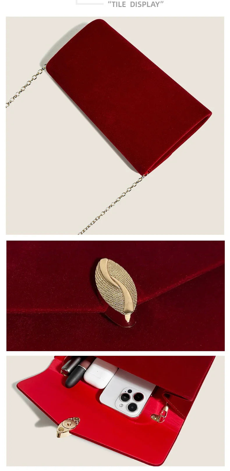 Bolsa quadrada do vintage de veludo para casamento nupcial, garras banquete vermelho, sacos de ombro, envelope azul Prom, novo, 2023