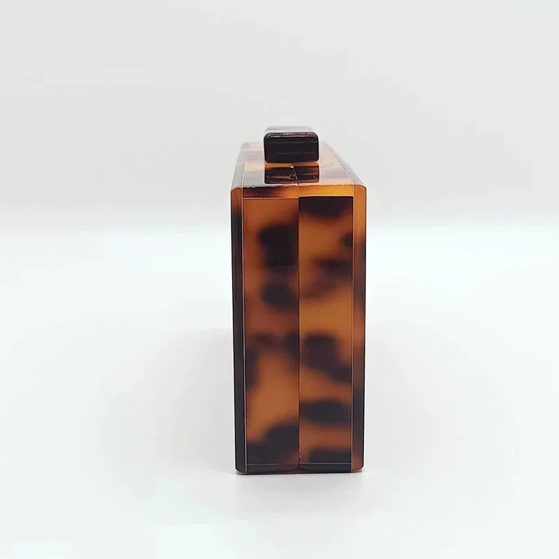 Marca de luxo bolsa embreagem do vintage âmbar leopardo impressão padrão acrílico saco elegante senhora festa casamento corrente sacos ombro carteiras