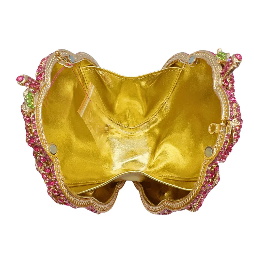 Rosa/branco cristal noite sacos de embreagem strass festa baile bolsas diamantes flor formal jantar bolsas para mulher minaudiere