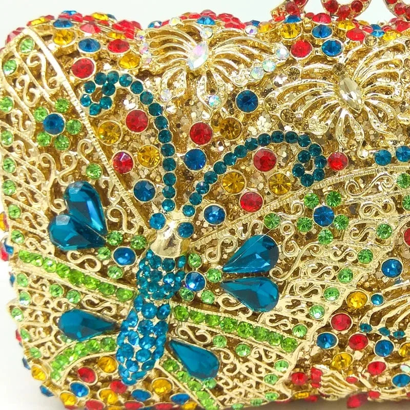 Boutique de fgg borboletas embreagem feminina noite minaudiere sacos bolsas de casamento bolsas de noiva senhoras festa saco de embreagem de cristal