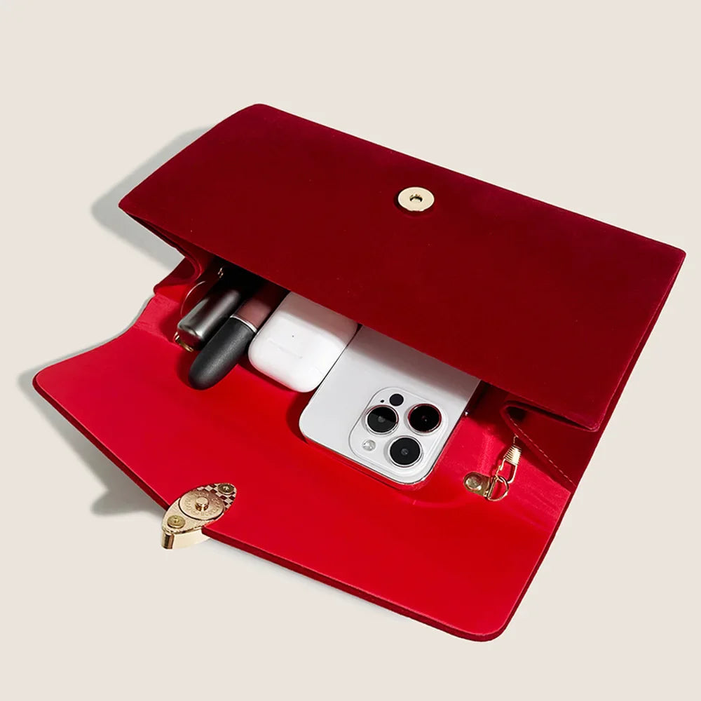 Bolsa quadrada do vintage de veludo para casamento nupcial, garras banquete vermelho, sacos de ombro, envelope azul Prom, novo, 2023