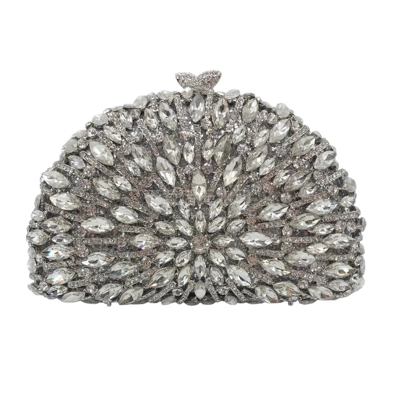 Esplêndido saco de jantar de diamante de metal, cheio de diamantes, saco de moda portátil para vestidos de banquete feminino bolsa de strass
