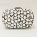 Embreagem de pedra clara branca e prateada para mulheres, bolsas de cristal, festa de casamento, bolsas de baile, embreagem nupcial de diamante