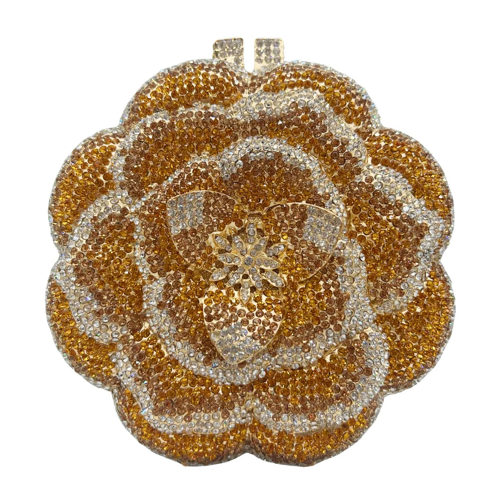 Alta qualidade presente do dia das mães 3d flor rosa strass diamante saco meninas e mulher saco de noite de casamento