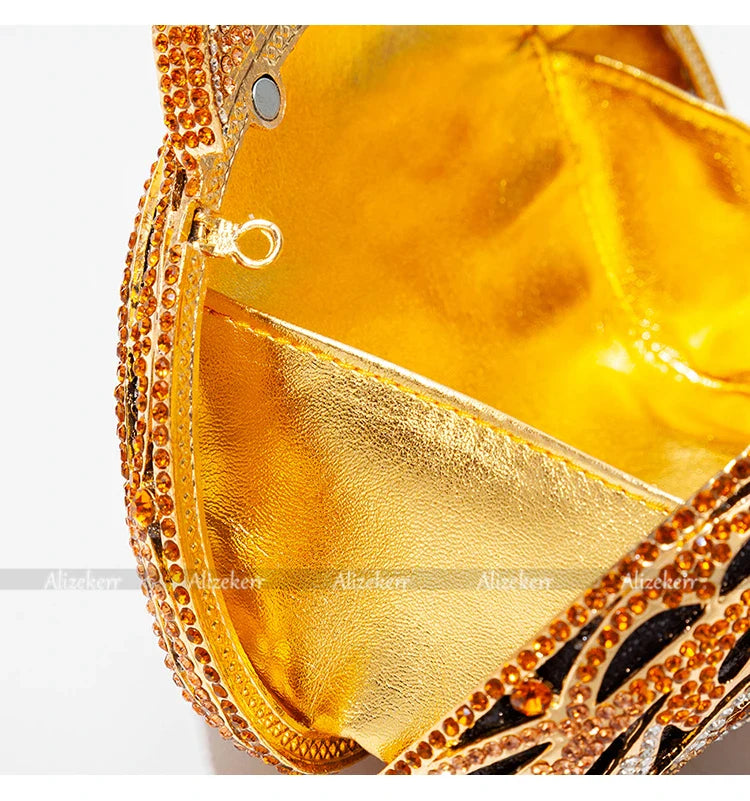 Três-d cabeça de tigre cristal noite sacos de embreagem para festa de casamento metal strass novidade bolsas e bolsas designer de luxo