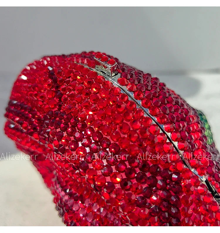 Alizekerr rosa em forma de cristal sacos de noite feminino lindo chique strass flor bolsas embreagem e bolsas festa casamento nupcial