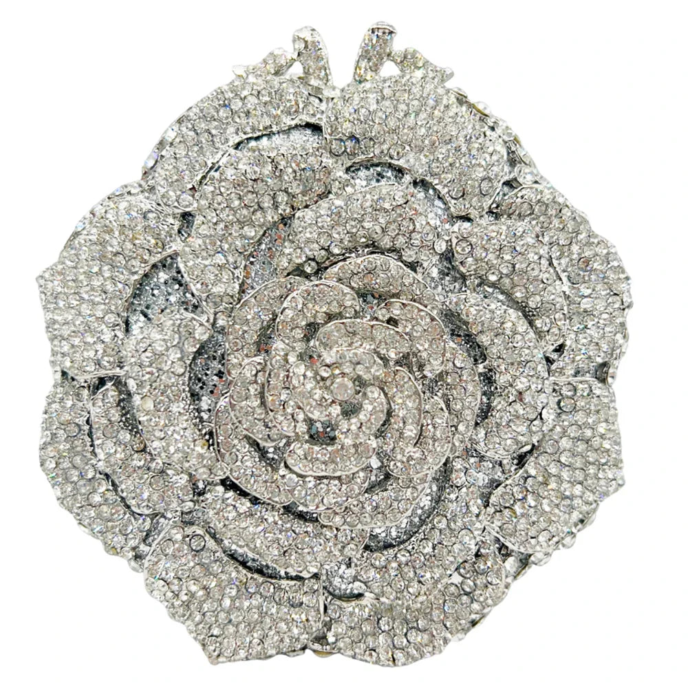 Rosa/branco cristal noite sacos de embreagem strass festa baile bolsas diamantes flor formal jantar bolsas para mulher minaudiere