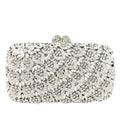 Boutique de fgg prata flor embreagem feminina cristal bolsas noite nupcial casamento strass minaudiere saco formal sacos festa
